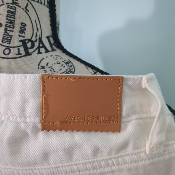 Avec Les Filles High Rise Straight Leg Cropped Jeans Ecru White new with tags 27 - Picture 6 of 6